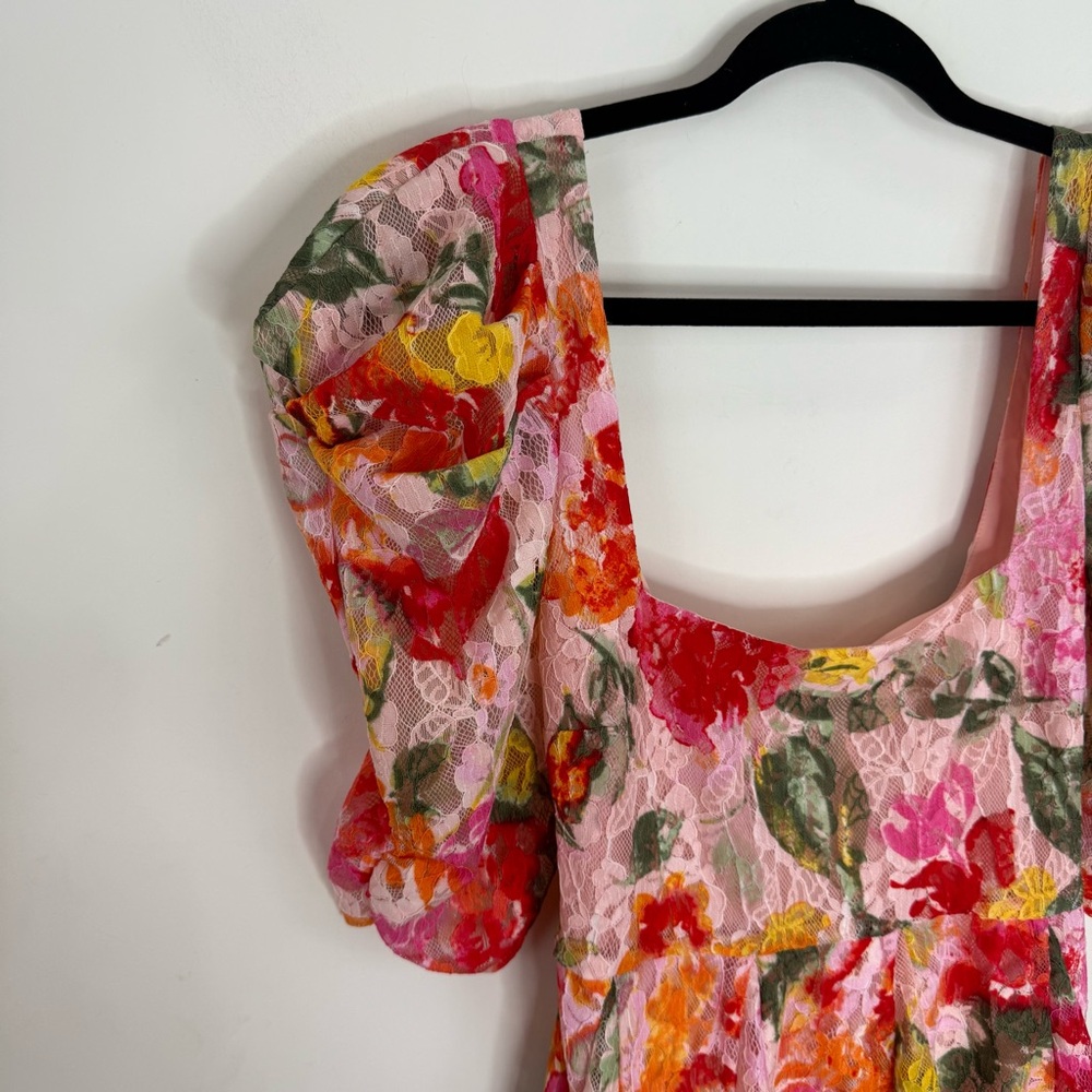 For Love & Lemons Dascha Lace Puff Sleeve Floral Dainty Mini Dress Size M NEW - Picture 5 of 16